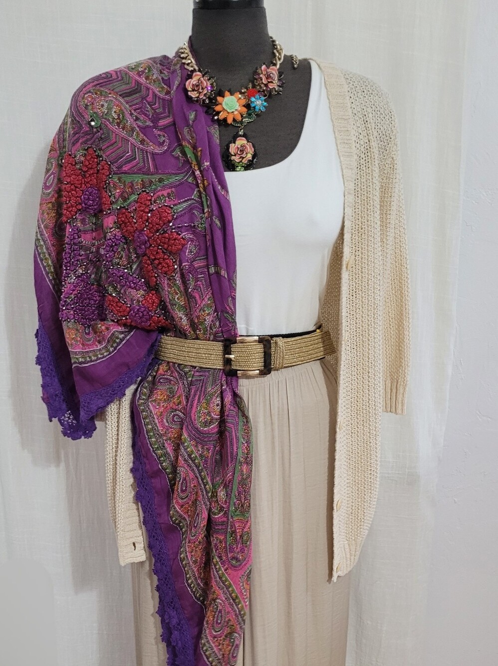 Embellished  Shawl Scarf /41  Square